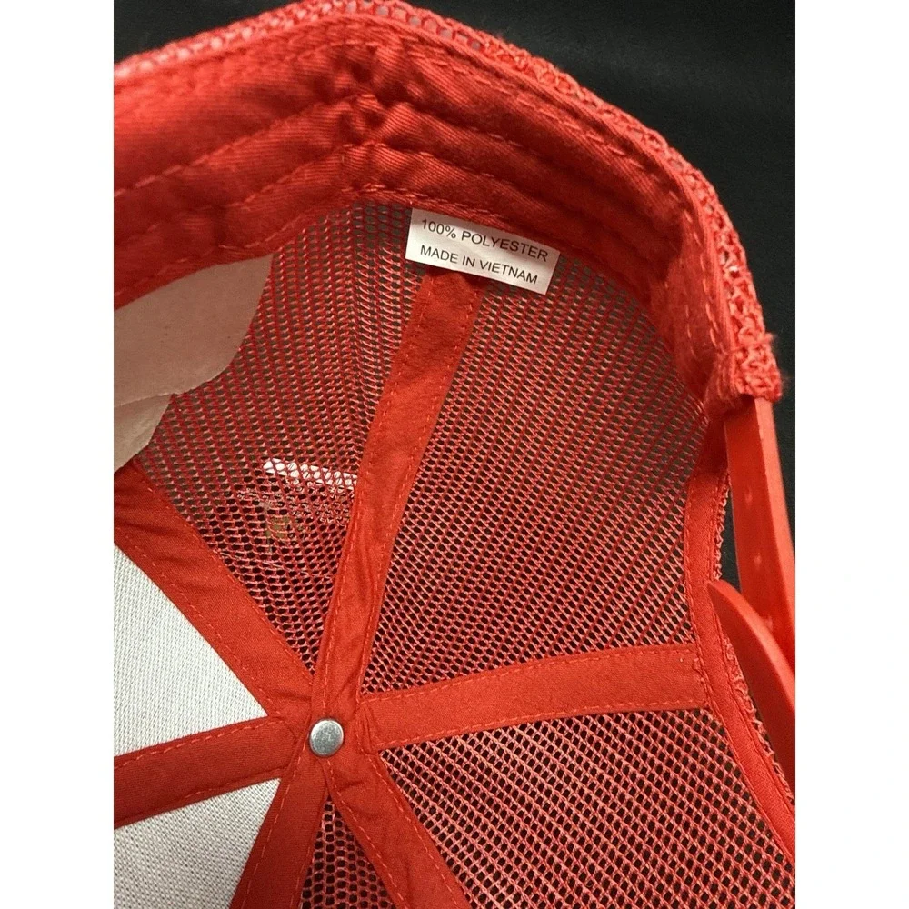 Cambridge Red Velvet Trucker Hat Snapback Mesh Back Flat Bill Cap NWT